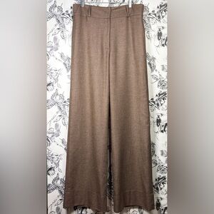 Christian Cota Brown/Black Silk & Cashmere Tweed Wide Leg Trouser Pants, Sz 12